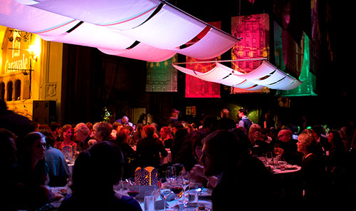 Caravale 2013 event photo on Moore Theater stage under illuminated awnings