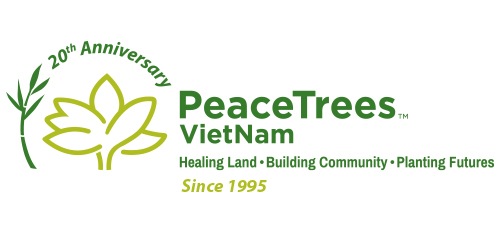 PeaceTrees Vietnam 20th anniversary celebratory logo design horizontal