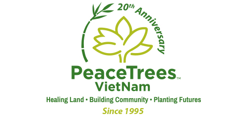 PeaceTrees Vietnam 20th anniversary celebratory logo design vertical