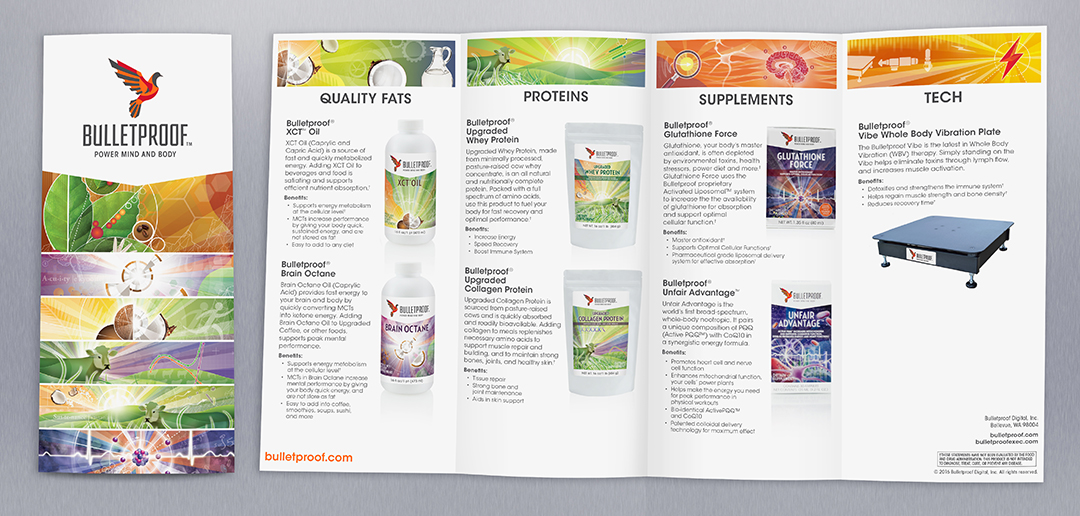 Consumer brochure highlighting featured Bulletproof products