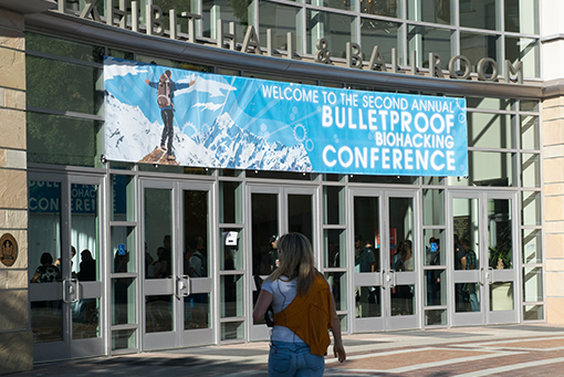 Bulletproof Biohacking Conference identity design and exterior signage banner