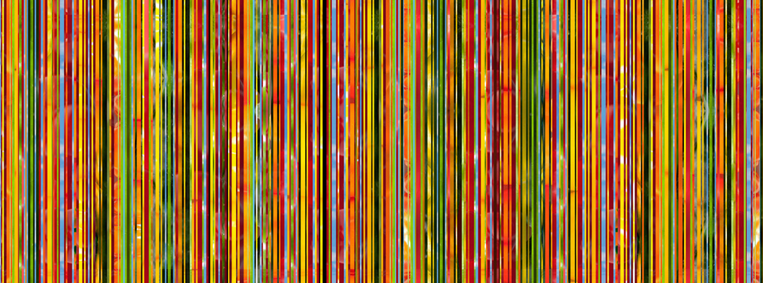 Stripe pattern artwork using strips of photography of salsa ingredients printed on custom wallpaper