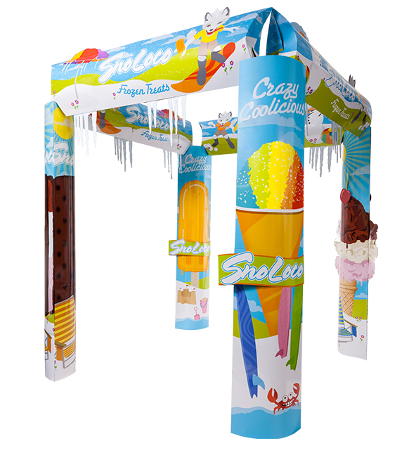 Large kiosk display for frozen deserts in food retail industry