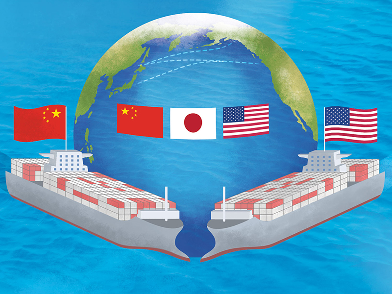 Infographic illustration artwork, International pacific rim japan